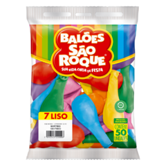 BALÕES SÃO ROQUE SORTIDO LISO 7 POLEGADAS PC 50 UNIDADES #106179650