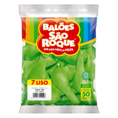 BALÕES SÃO ROQUE VERDE LIMA LISO 7 POLEGADAS PC 50 UNIDADES #1061712850