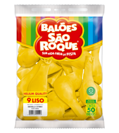 BALÕES SÃO ROQUE AMARELO CITRINO LISO 9 POLEGADAS PC 50 UNIDADES #108105850