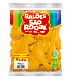 BALÕES SÃO ROQUE AMARELO SOL LISO 9 POLEGADAS PC 50 UNIDADES #108108450