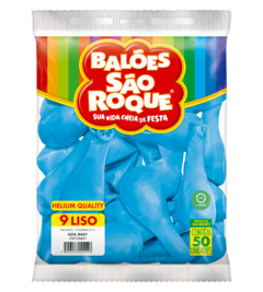 BALÕES SÃO ROQUE AZUL BABY LISO 9 POLEGADAS PC 50 UNIDADES #108106450