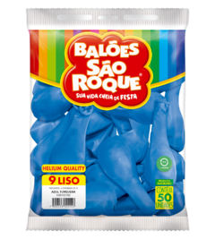 BALÕES SÃO ROQUE AZUL TURQUESA LISO 9 POLEGADAS PC 50 UNIDADES #108105150