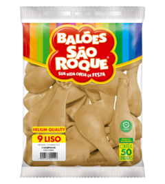 BALÕES SÃO ROQUE CHAMPAGNE LISO 9 POLEGADAS PC 50 UNIDADES #108105950