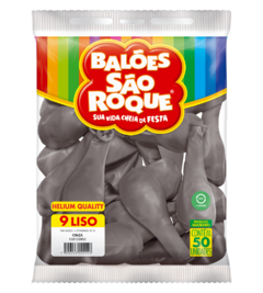 BALÕES SÃO ROQUE CINZA LISO 9 POLEGADAS PC 50 UNIDADES #108108950