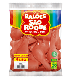 BALÕES SÃO ROQUE CORAL LISO 9 POLEGADAS PC 50 UNIDADES #108109050
