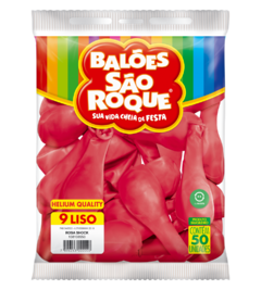 BALÕES SÃO ROQUE ROSA SHOCK LISO 9 POLEGADAS PC 50 UNIDADES #108108550