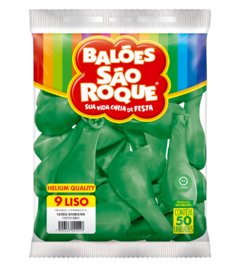 BALÕES SÃO ROQUE VERDE BANDEIRA LISO 9 POLEGADAS PC 50 UNIDADES #1081012950