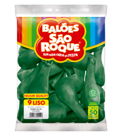 BALÕES SÃO ROQUE VERDE FOLHA LISO 9 POLEGADAS PC 50 UNIDADES #108104850