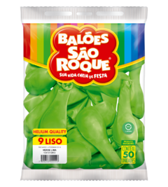 BALÕES SÃO ROQUE VERDE LIMA LISO 9 POLEGADAS PC 50 UNIDADES #1081012850