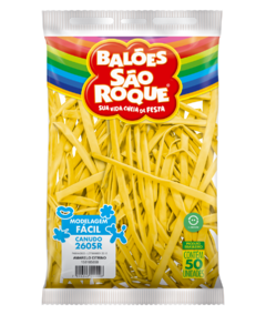 BALÕES SÃO ROQUE AMARELO CITRINO CANUDO 260 PC 50 UNIDADES #158105850