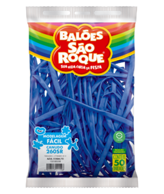 BALÕES SÃO ROQUE AZUL COBALTO CANUDO 260 PC 50 UNIDADES #158105050