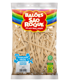 BALÕES SÃO ROQUE BEGE CANUDO 260 PC 50 UNIDADES #1581013050