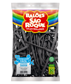BALÕES SÃO ROQUE PRETO EBANO CANUDO 260 PC 50 UNIDADES #158106050