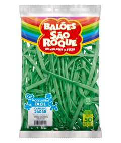 BALÕES SÃO ROQUE VERDE BANDEIRA CANUDO 260 PC 50 UNIDADES #1581012950