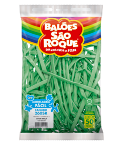 BALÕES SÃO ROQUE VERDE MAÇÃ CANUDO 260 PC 50 UNIDADES #158108350