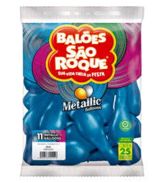 BALÕES SÃO ROQUE AZUL METALLIC 11 POLEGADAS PC 25 UNIDADES #110530225