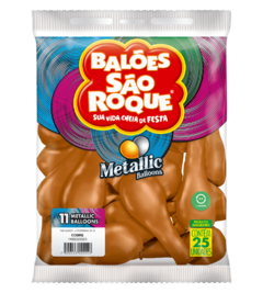 BALÕES SÃO ROQUE COBRE METALLIC 11 POLEGADAS PC 25 UNIDADES #1105325325
