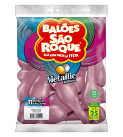 BALÕES SÃO ROQUE ROSE GOLD METALLIC 11 POLEGADAS PC 25 UNIDADES #1105320525