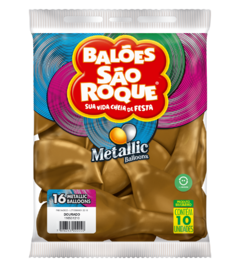BALÕES SÃO ROQUE DOURADO METALLIC 16 POLEGADAS PC 10 UNIDADES #116531210