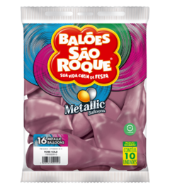 BALÕES SÃO ROQUE ROSE GOLD METALLIC 16 POLEGADAS PC 10 UNIDADES #1165320510