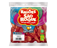 BALÕES SÃO ROQUE VERMELHO METALLIC 5 POLEGADAS PC 25 UNIDADES #105530125