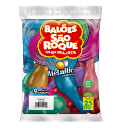 BALÕES SÃO ROQUE SORTIDO METALLIC 9 POLEGADAS PC 25 UNIDADES #108539625