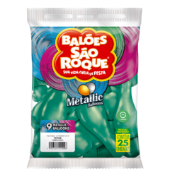 BALÕES SÃO ROQUE VERDE METALLIC 9 POLEGADAS PC 25 UNIDADES #108530325