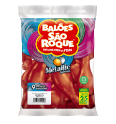 BALÕES SÃO ROQUE VERMELHO METALLIC 9 POLEGADAS PC 25 UNIDADES #108530125