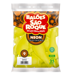 BALÕES SÃO ROQUE AMARELO NEON 9 POLEGADAS PC 25 UNIDADES #108120425