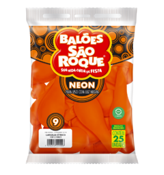 BALÕES SÃO ROQUE LARANJA CITRICO NEON 9 POLEGADAS PC 25 UNIDADES #1081219925