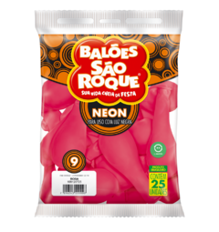 BALÕES SÃO ROQUE ROSA NEON 9 POLEGADAS PC 25 UNIDADES #108120725