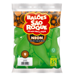 BALÕES SÃO ROQUE VERDE NEON 9 POLEGADAS PC 25 UNIDADES #108120325