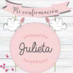 Kit confirmación paloma rosa
