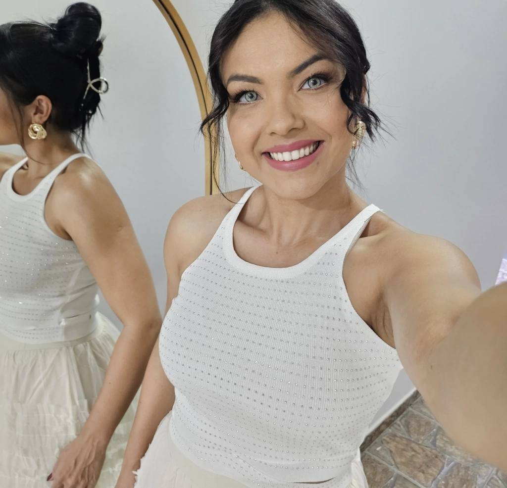 Cropped Regata Brilho Branca