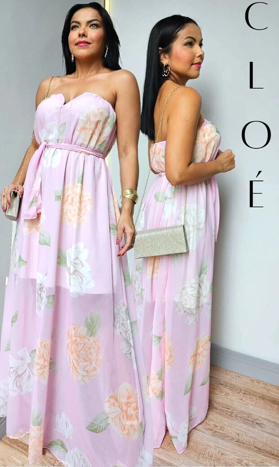 Vestido Cloé Longo Rosa