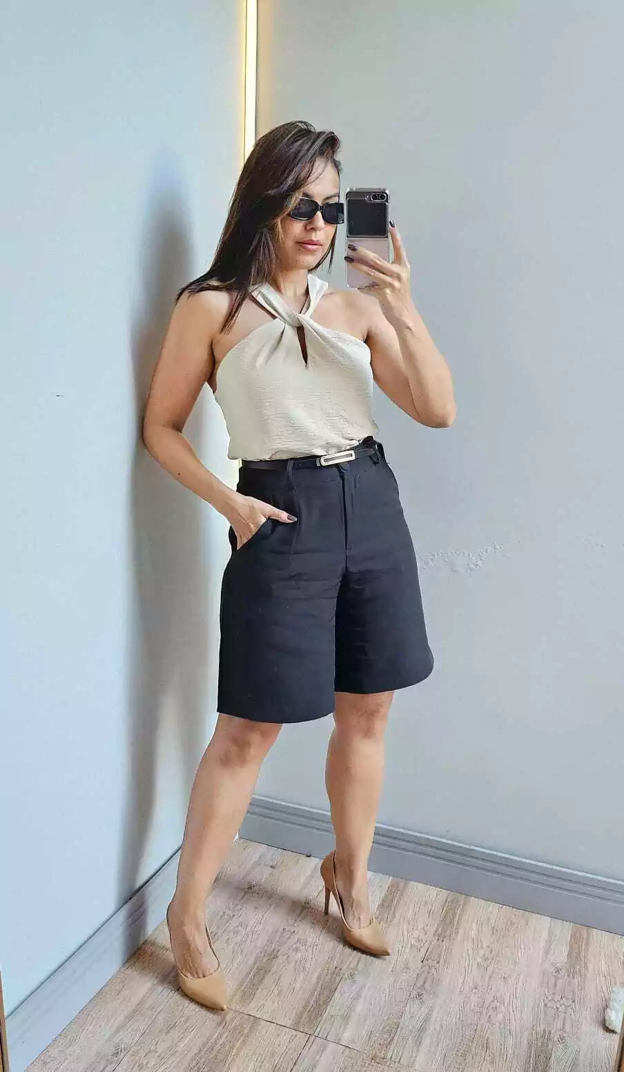 Bermuda Alfaiataria com Cinto Preto