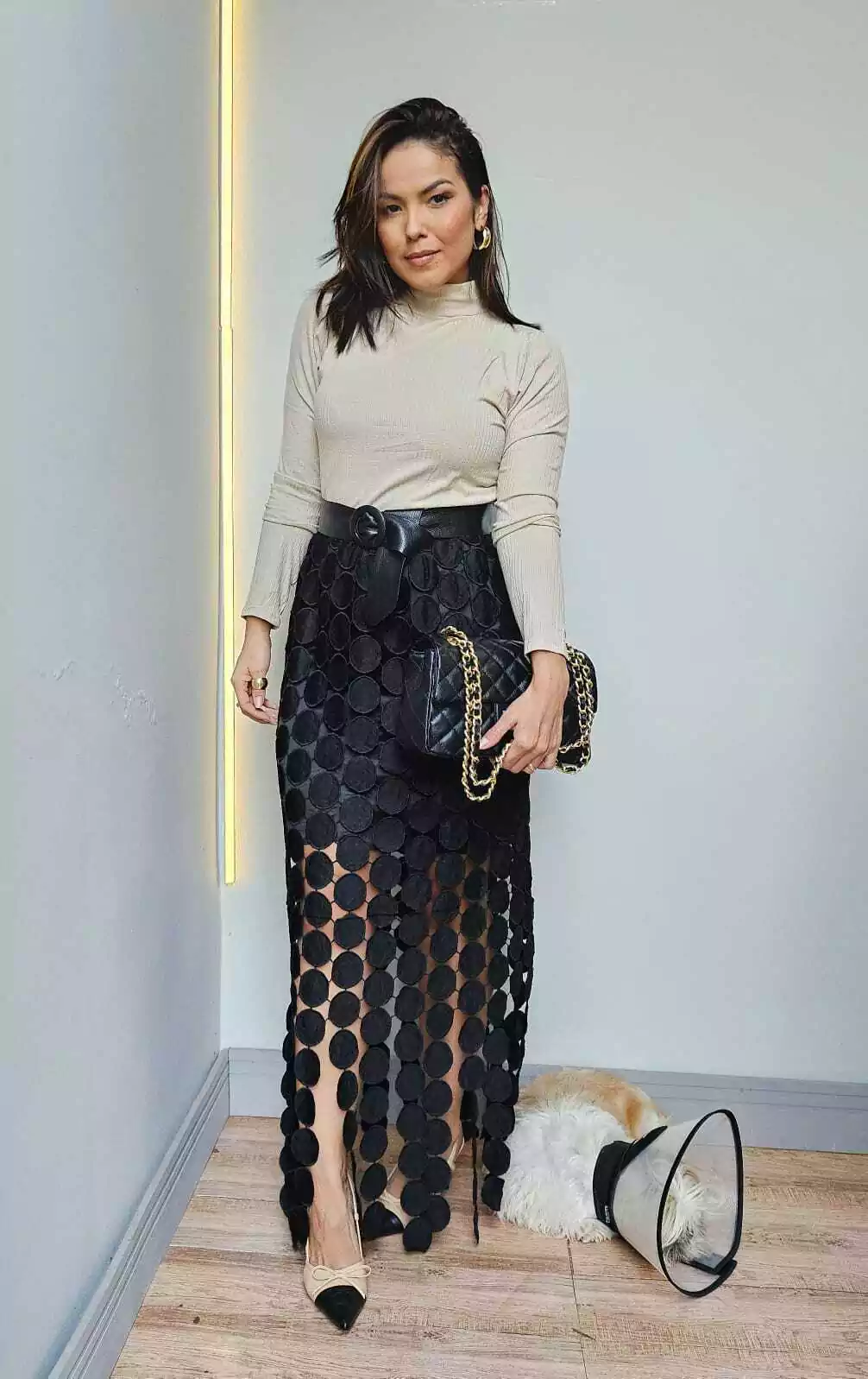 Saia Midi Vasada Love Preto