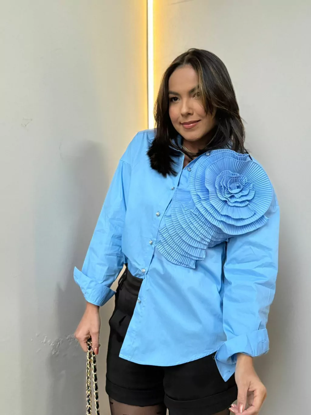 Camisa Eloá Flor Azul