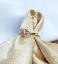 Anillo Cluster de Flor en Oro 18K
