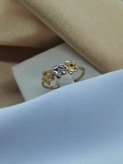 Anillo flores en plata 925 con enchape en oro 18K