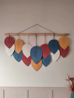 Painel com Folhas em Macramê - 118 x 70 cm – Estilo Boho - Que boniTo _ Macramê Art