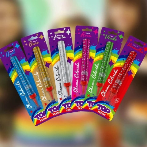 Vela Chama colorida Top Festas