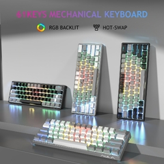 Aula f3261 rgb usb mini teclado mecânico interruptor vermelho 61 chaves na internet