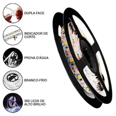 Rolo De Fita Led Dupla de 5 cm Branco Frio, A Prova D'agua