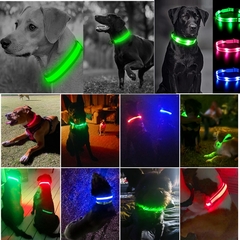 Coleira LED brilhante para cães ajustável - comprar online