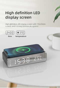 Carregador sem fio Time Despertador LED - mercus store