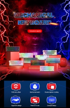 Teclado Mecânico REDRAGON RGB K617 - loja online