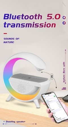 Luminaria com alto-falante e carregador sem fio para celular