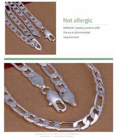 Colar lateral de prata para homem 10mm