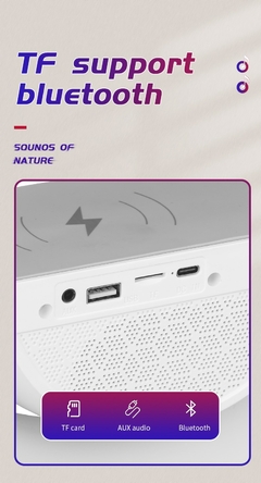 Luminaria com alto-falante e carregador sem fio para celular - mercus store